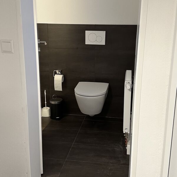 Modernes WC im Erdgeschoss des Ferienhauses in Balgheim