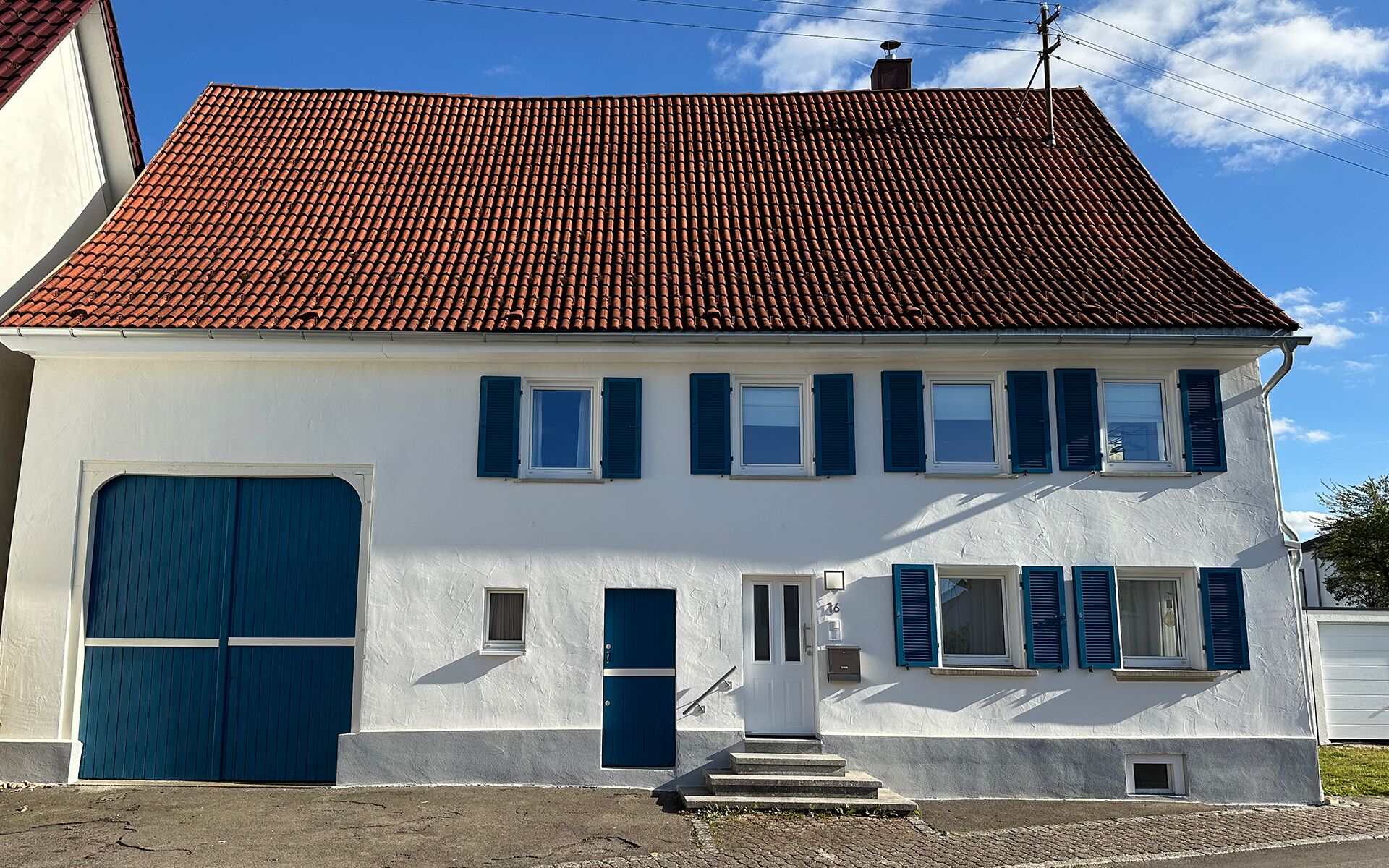 Außenansicht des renovierten Ferienhauses 1850 in Balgheim im Donaubergland