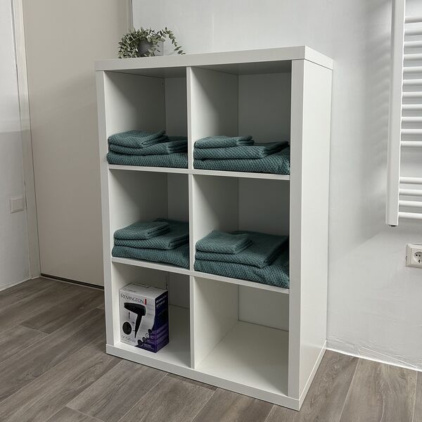 Handtücher im Badezimmer des Ferienhauses 1850 in Balgheim