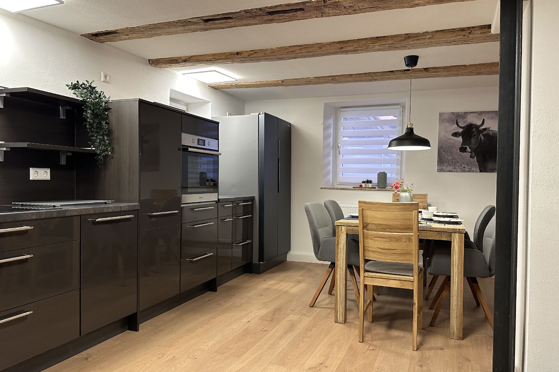 Moderne Küche im Ferienhaus Donaubergland Balgheim mit Induktionsherd und Geschirrspüler